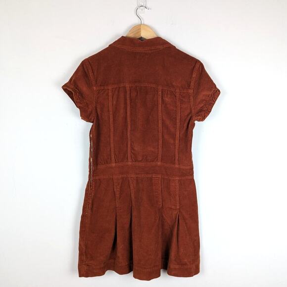 BDG Urban Outfitters‎ Edie Corduroy Short Sleeve Pleated Mini Dress Side Large - Picture 7 of 10